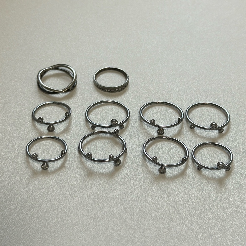 Kendra Scott Hematite Set of 10 Rings